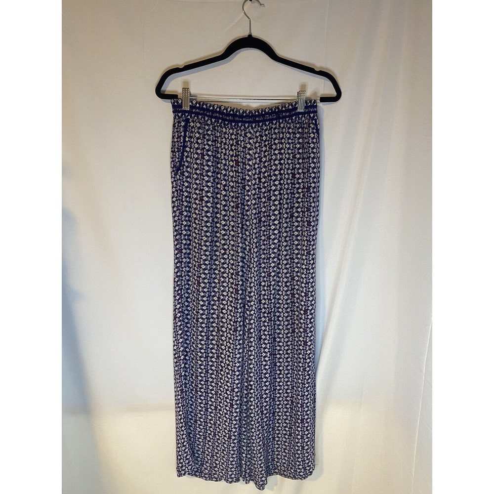 Anthropologie HEI HEI Santa Clara Blue Printed Floral Wide Leg Boho Pants Small